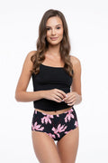 Culottes Julimex haute taille fleurs cyclamen roses noir confort invisible-line coton elasthanne polyamide femme