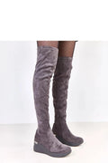 cuissardes anthracite suede lisse douce tigehaute talon compense insertmetal boutarrondi fermetureinterieure fourrure synthetique semellecaoutchouc sensuel polyvalent automne hiver chic femme