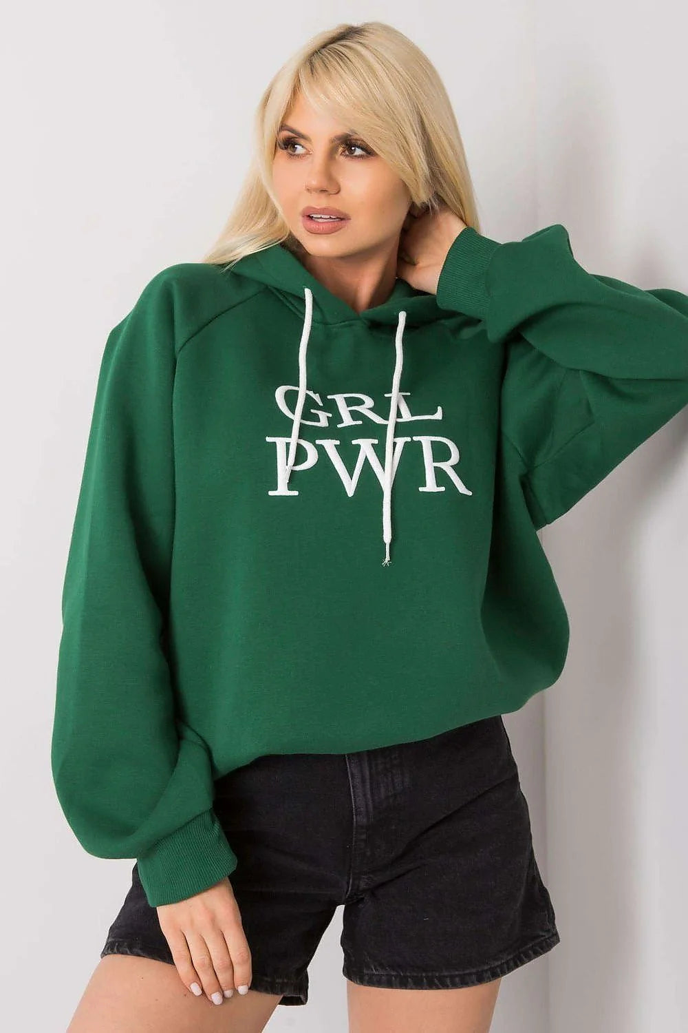Sweatshirt femme oversize coton polyester bleu vif urbain moderne confortable manches longues GRL PWR