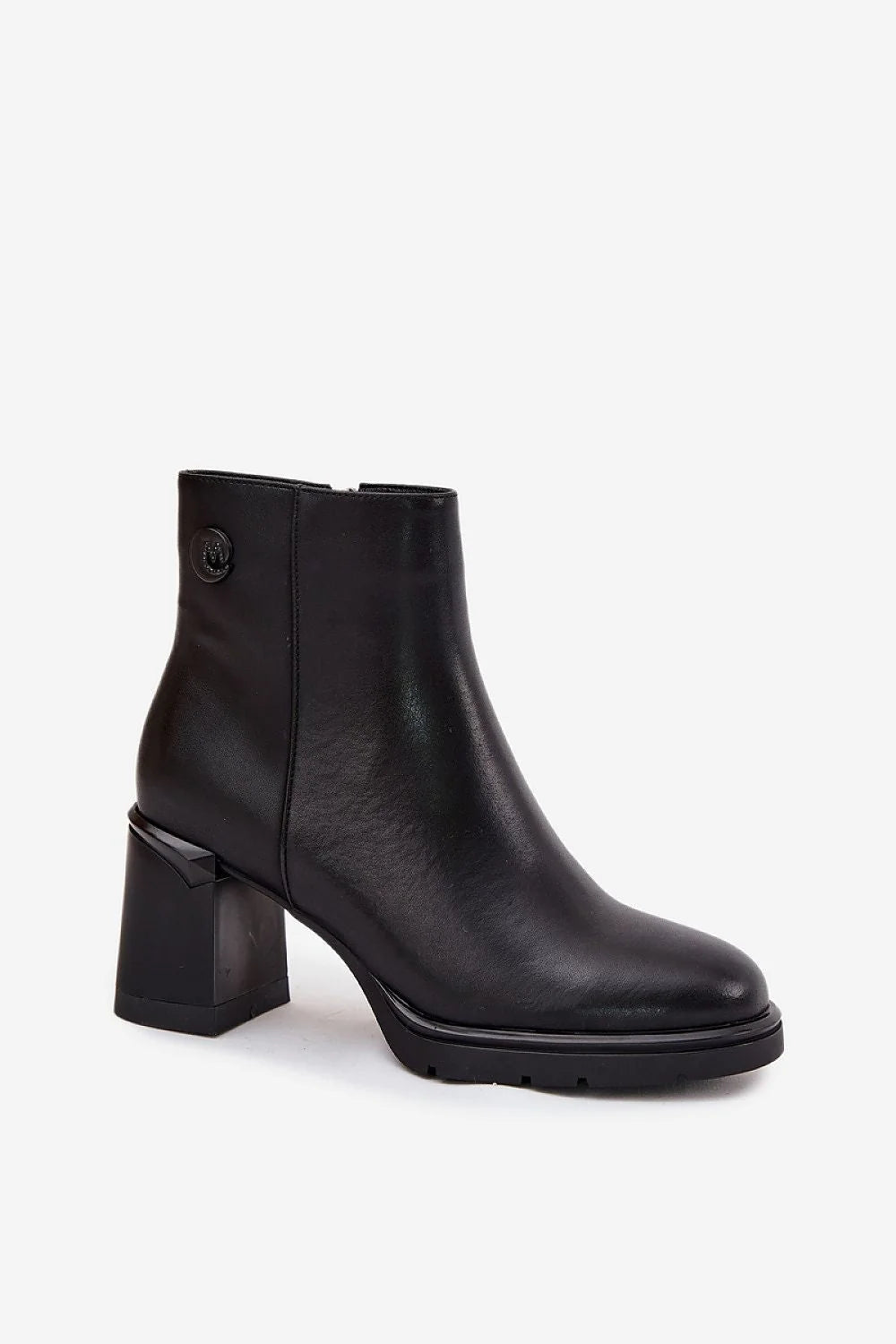bottines femme cuir naturel talon bloc stable 8cm tige 12cm doublée confortable fermeture zippée intérieure bout arrondi semelle crantée antidérapante