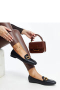 mocassins Solea cuir lisse noir bout arrondi semelle plate mors métallique doré surpiqûres raffinées ecoresponsable caoutchouc confort femmes