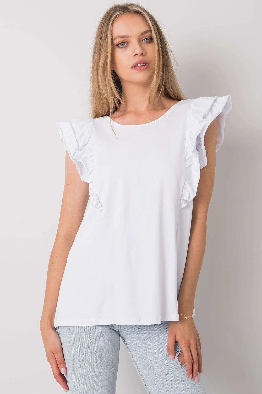 Chemisier Och Bella Chemisier Fille Manches Courtes Volants Élégant Coton Élasthanne Taille Unique Noir