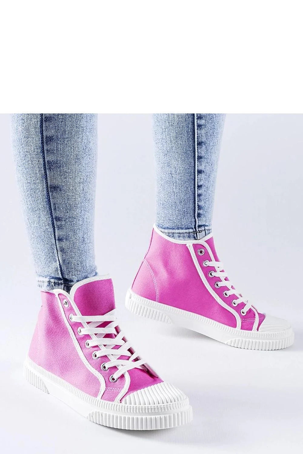Baskets montantes pour femmes rose vif style décontracté moderne高 cut maintien cheville toile respirante semelle caoutchouc blanche
