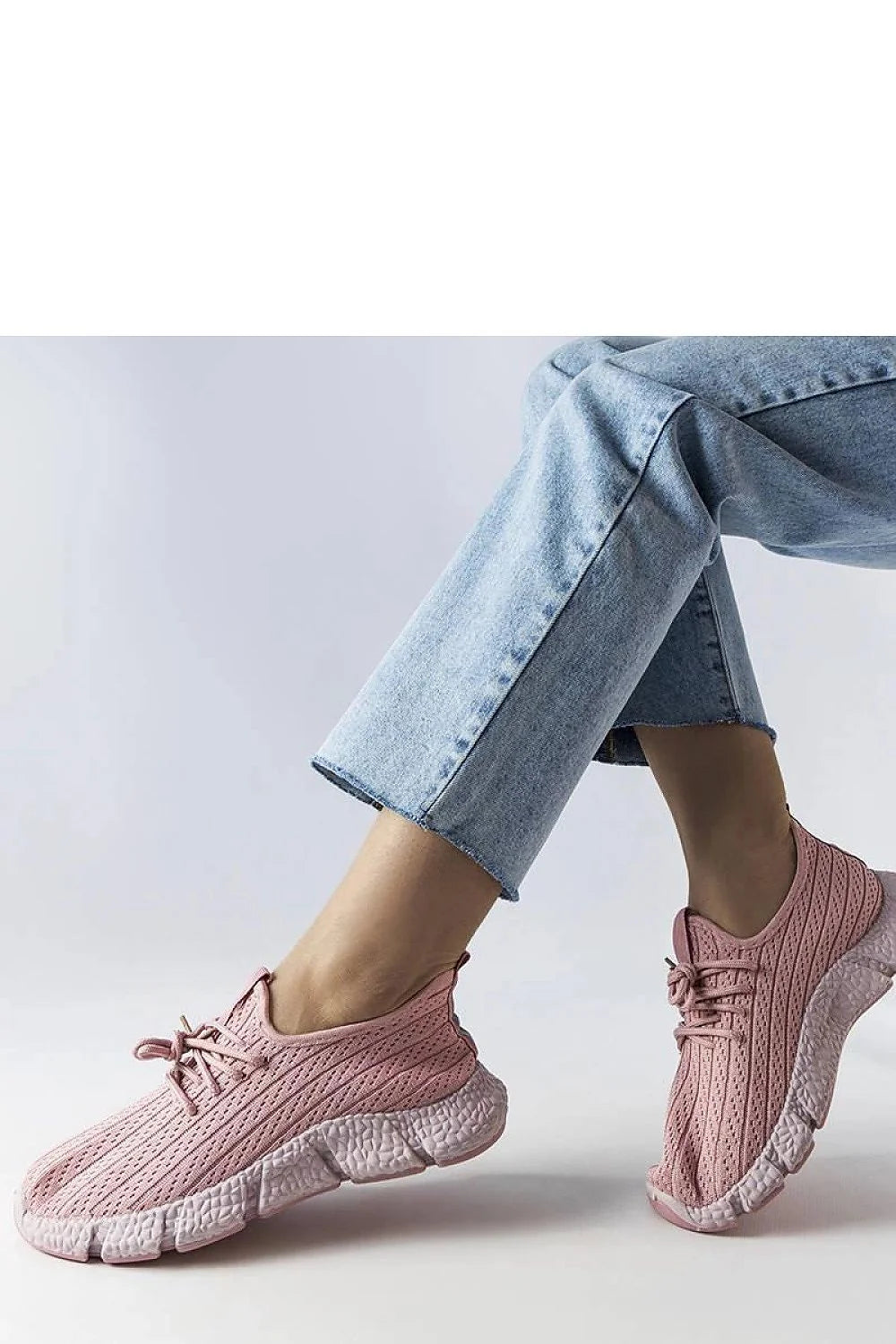 Baskets pour femmes design moderne style chunky couleur rose pâle maille respirante semelle épaisse lacets assortis coupe basse occasion décontractée
