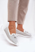 Chaussures basses féminines mocassins cuir naturel perforé décontractées élégantes confortables occasion quotidienne semi-formelle femmes