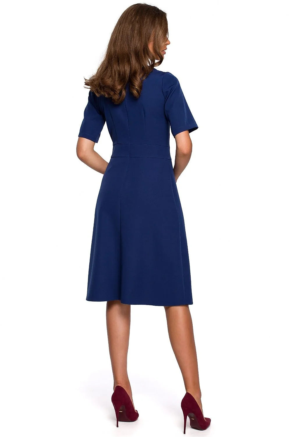 Robe élégante polyester rouge vif fit and flare manches mi-longues pour occasions formelles féminines