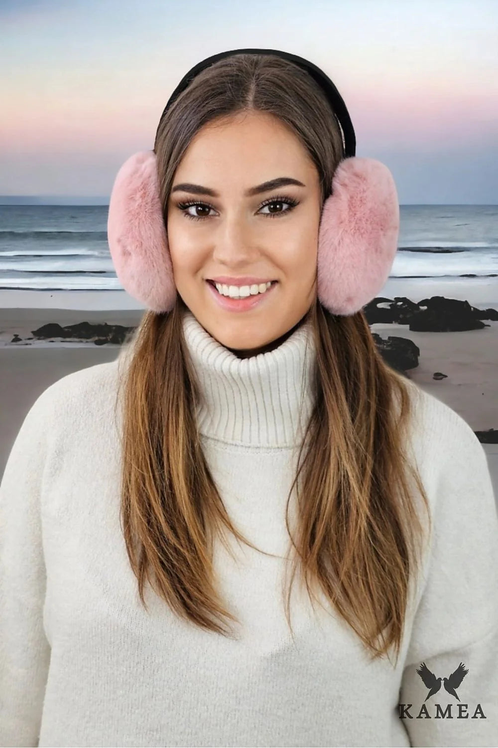oreillettes manchons peluche rose poudré volumineuses moelleuses chaudes douces féminines sophistiquées tendance confortable doublure poignets côtelés