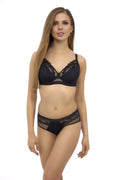 Ensemble de lingerie féminine Lupo Line noir dentelle microfibre elastane polyamide taille ajustable soutien-gorge balconnet culotte hanches