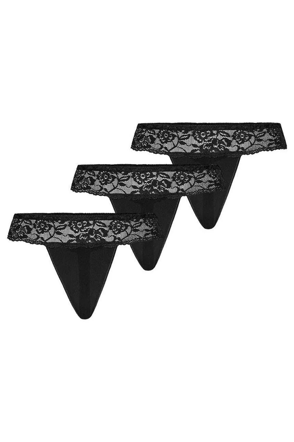 Ensemble de strings féminins dentelle maille fine noir taille ajustable femme design épuré sophistiqué motif floral