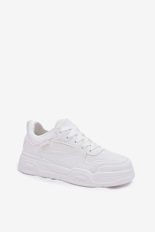 baskets femme blanches sneakers basses BigStar similicuir textile lacetsplats colrembourré semelleépaisse amortissante plateforme35mm hipolysystem respirante absorbante durable confortables
