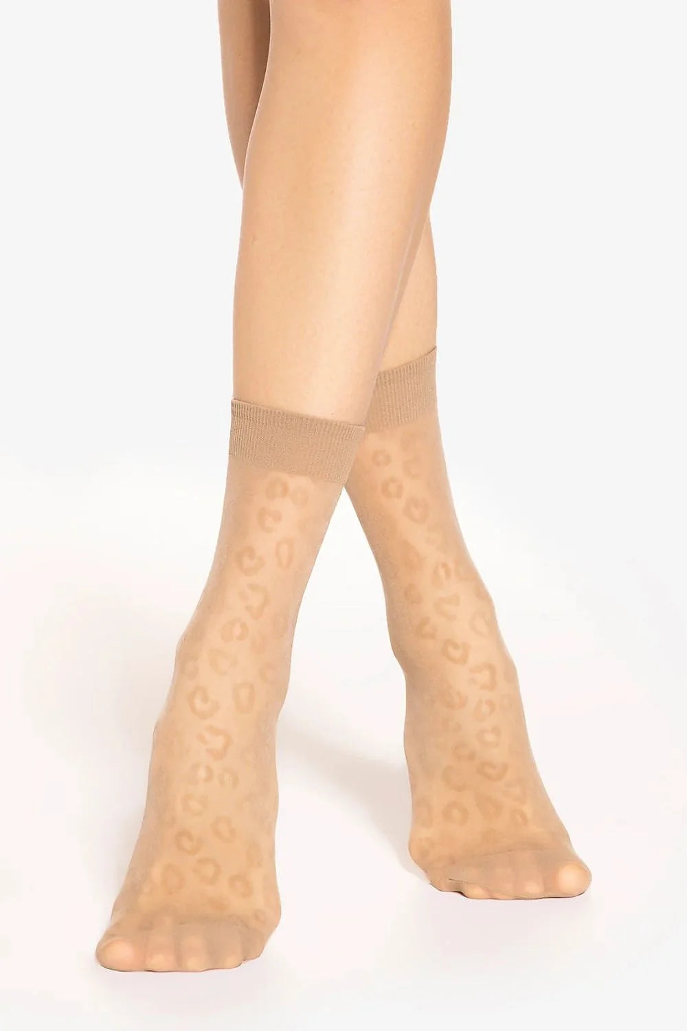 Chaussettes hautes pour femmes en nid d'abeille motif léopard confortables coupe ajustée