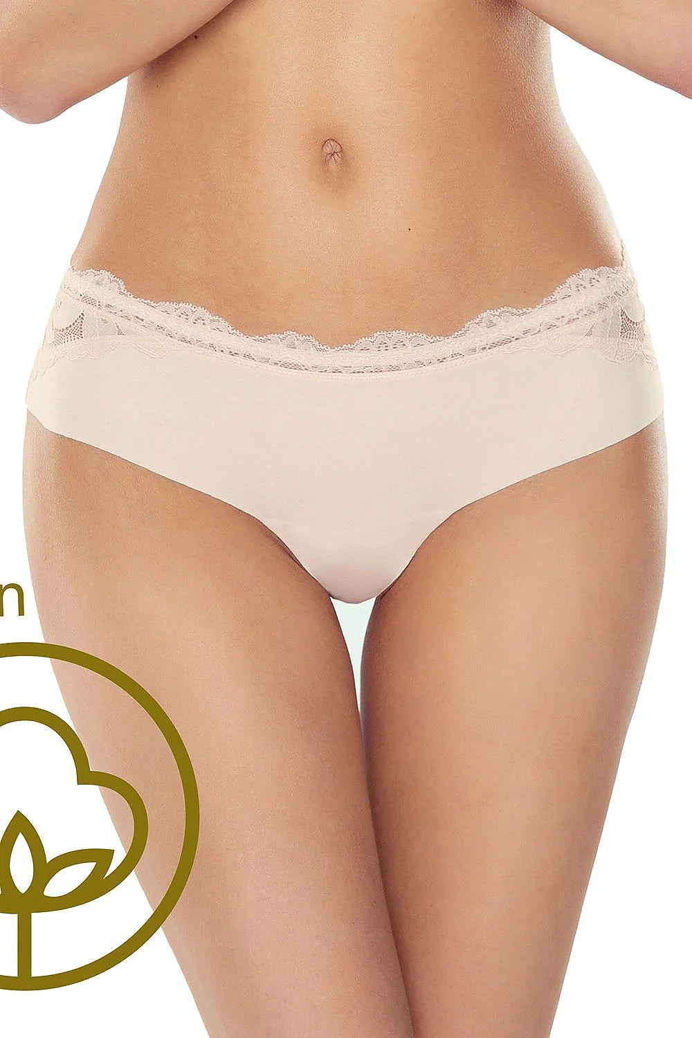 culotte féminine coton biologique dentelle florale beige taille basse hipster extensible mi couvrante maintien confortable invisible