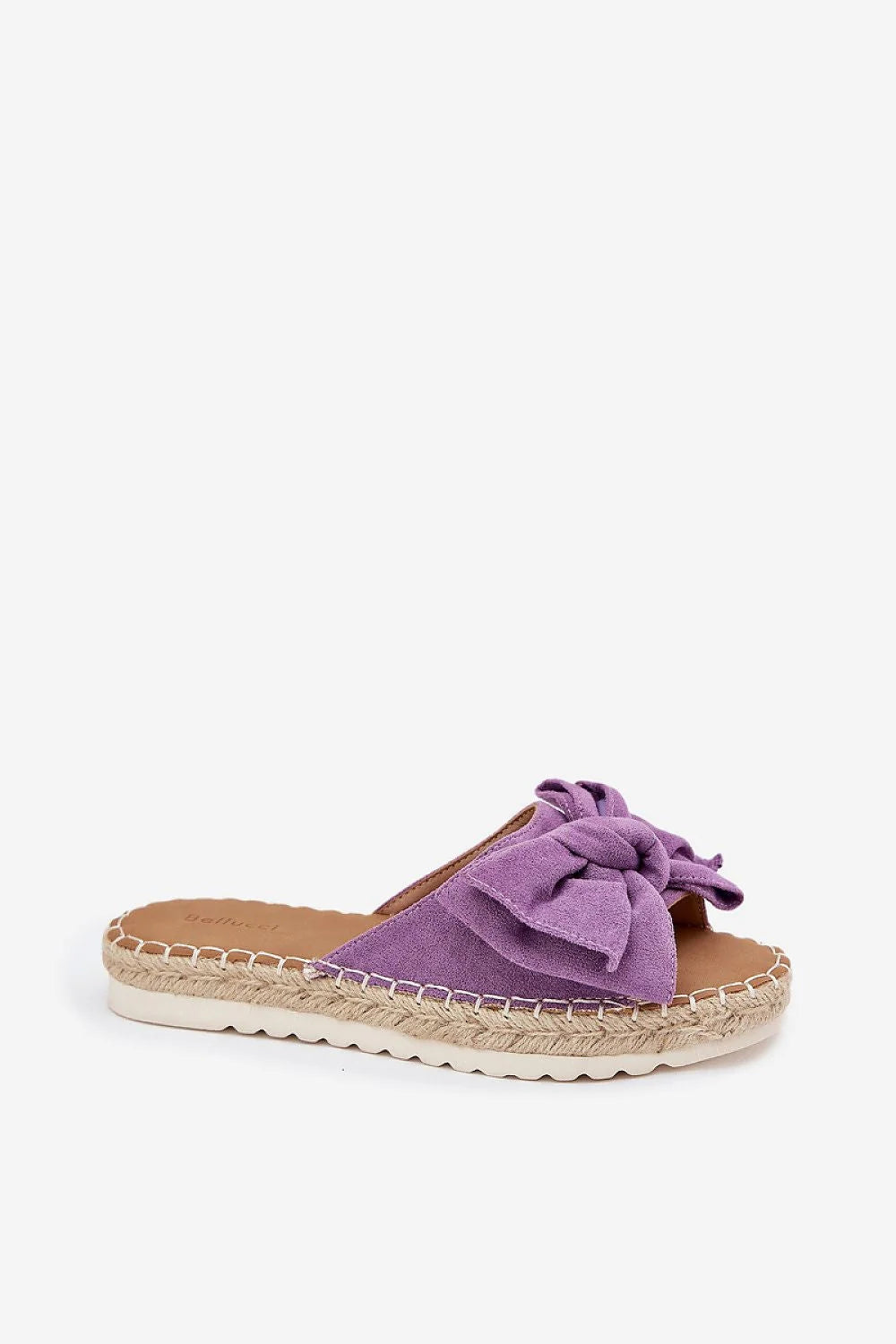 sandales femme suédine ecofriendly violet pastel bohème chic plateforme 3cm semelle jute tressé mules slipon nœud décoratif rembourrée