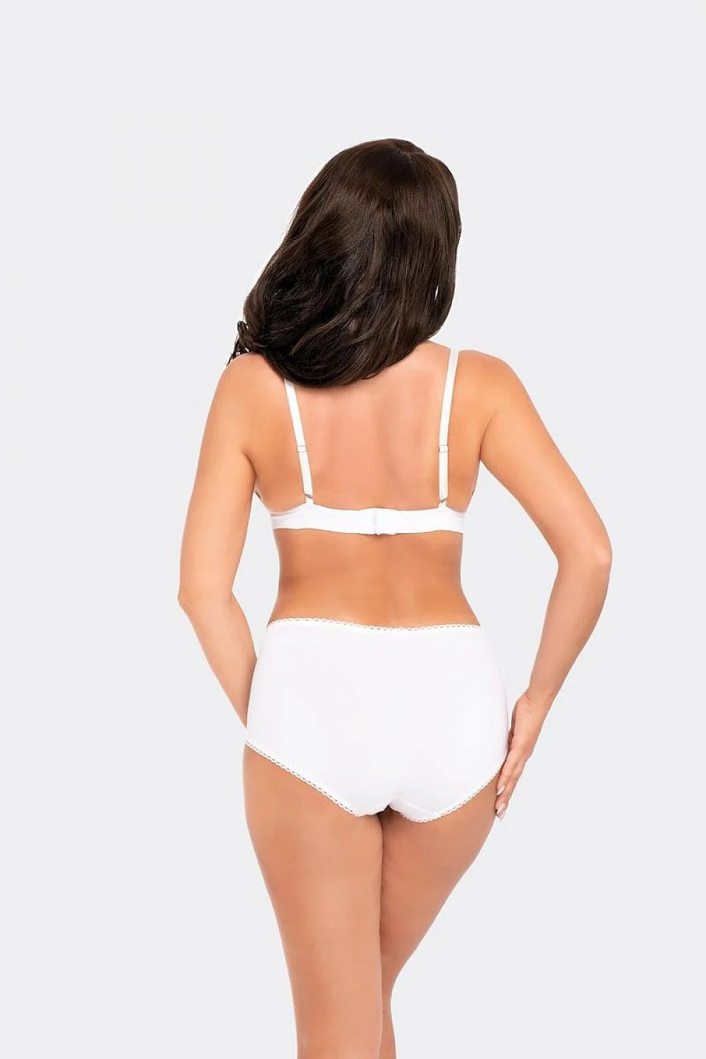 ensemble lingerie Babell blanc coton microfibre dentelle triangle sansarmature bretelles réglables bande souspoitrine large culotte taillehaute festonnée maintien