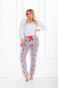 Pyjama coton Noël élégant et confortable pour femmes manches longues motifs festifs blanc rouge noir