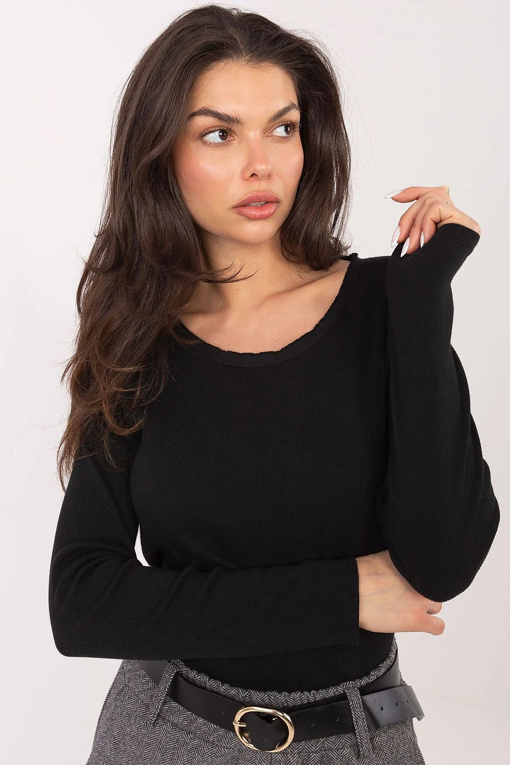 chemisier longsleeve côtelé coton élasthanne décontracté confortable respirant ajusté silhouette manches longues col rond patch dos discret minimaliste
