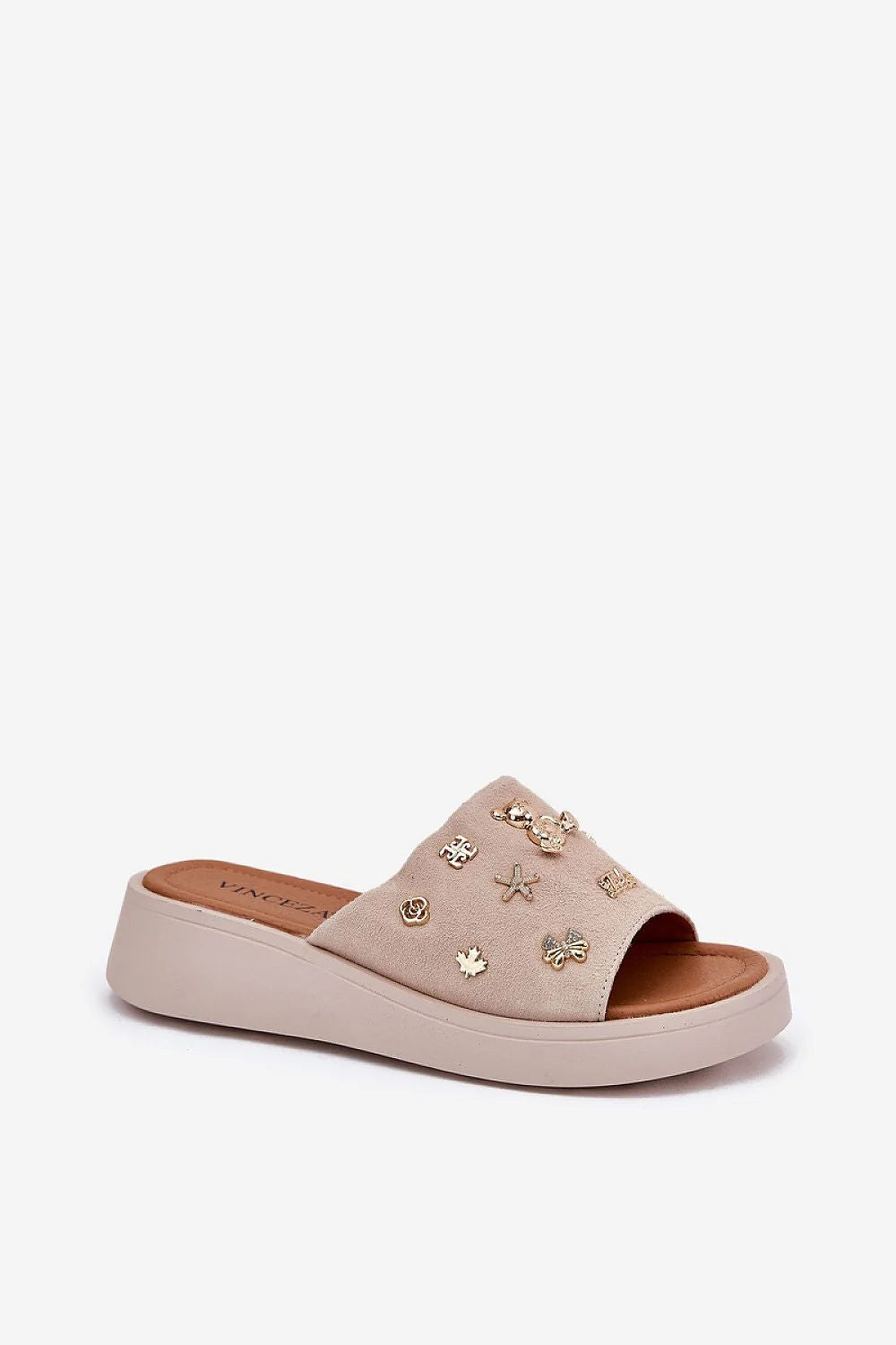 Sandales femmes style décontracté moderne plateforme daim naturel ornements dorés oursons étoiles mer arcs occasion été