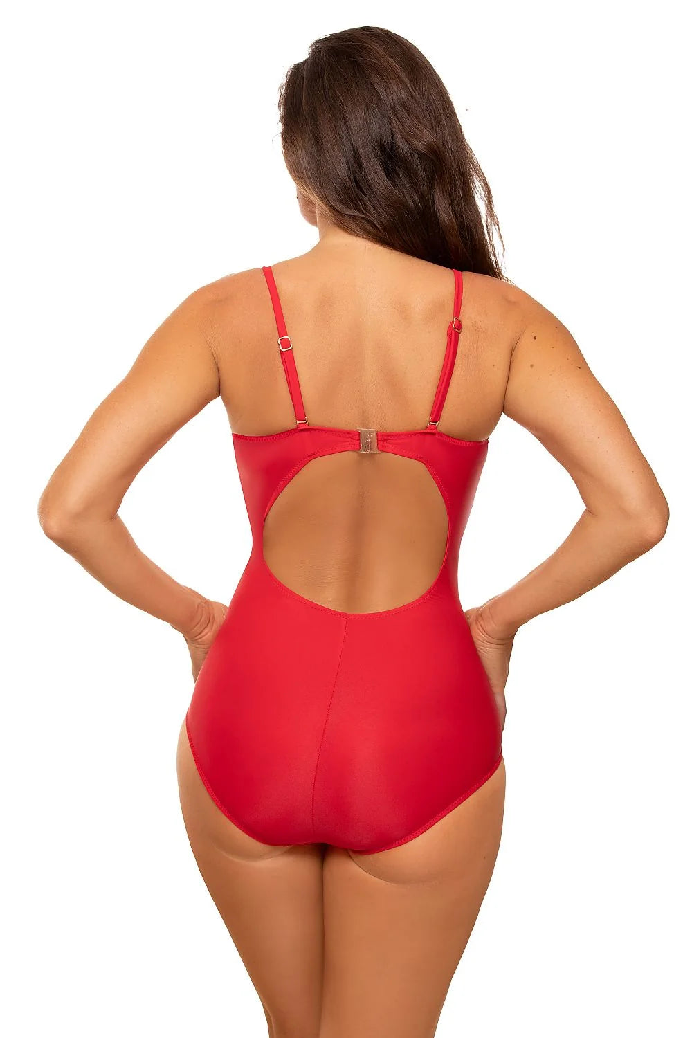 Maillot de bain une pièce Marko bordeaux bande dorée bustier finitions soignées femmes mode été plage