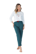 Pyjama féminin confort style design ours motif graphique coton 100% ample manches longues pantalon élastique