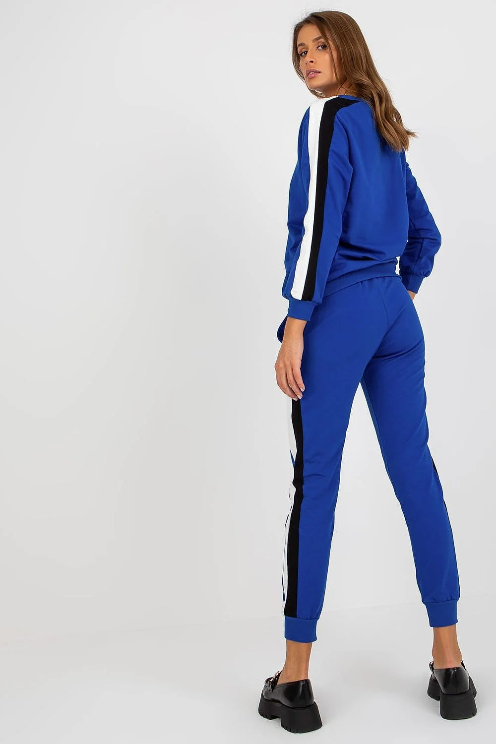 Ensemble de survêtement féminin sportswear bleu vif manches longues pantalon joggers elasthanne coton femmes