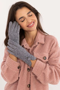 Veste et gants élégants pour femmes en tissu bouclé et laine, style décontracté, couleur rose pâle et grise, parfait pour l'hiver