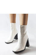 Bottines blanches imitation crocodile Belluci talon épais cheville hauteur féminine style moderne élégant polyvalent hiver été occasion
