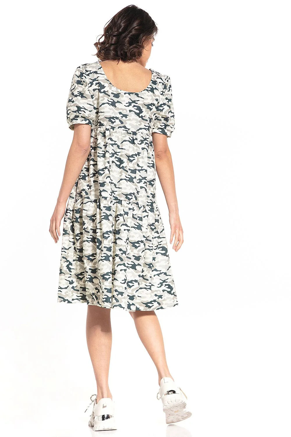 Robe camouflage coton décontractée élégante manches courtes urbain confortable tendance pour femme style unique