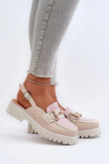 Sandales compensées design audacieux cuir artificiel ornement perlé beige rose crème femmes