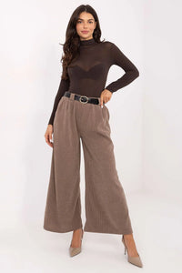 pantalon femme velours côtelé taille haute palazzo jambes larges plis poches latérales ceinture boucle dorée stretch