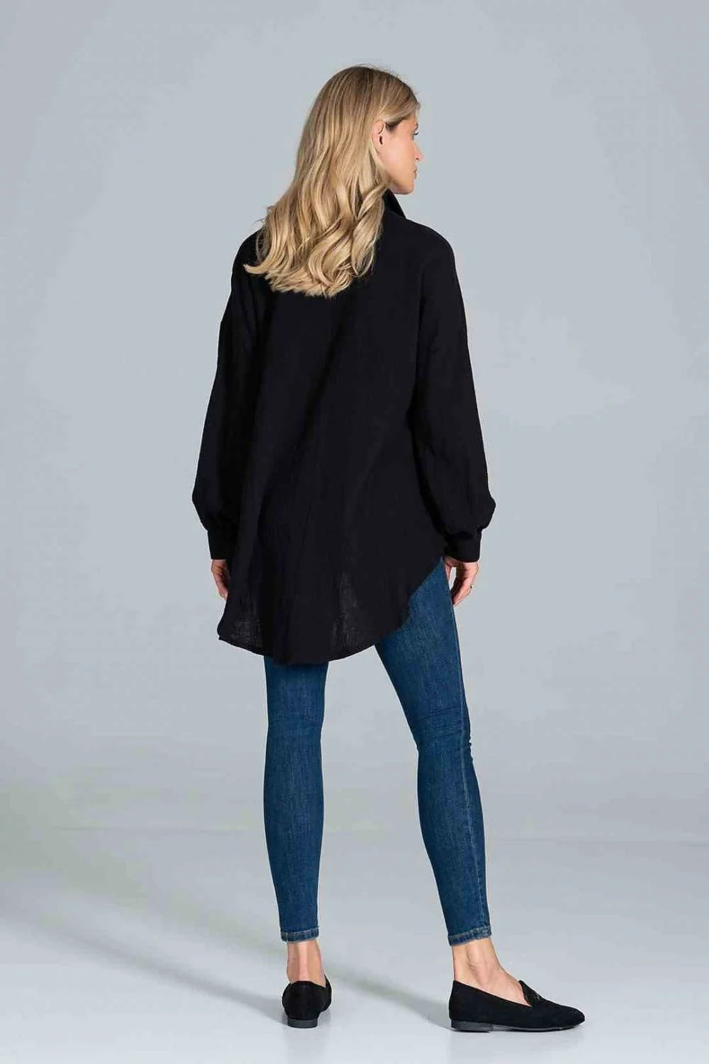 Chemise manche longue Figl classique oversize col boutons poignets universelle acrylique polyester laine femme