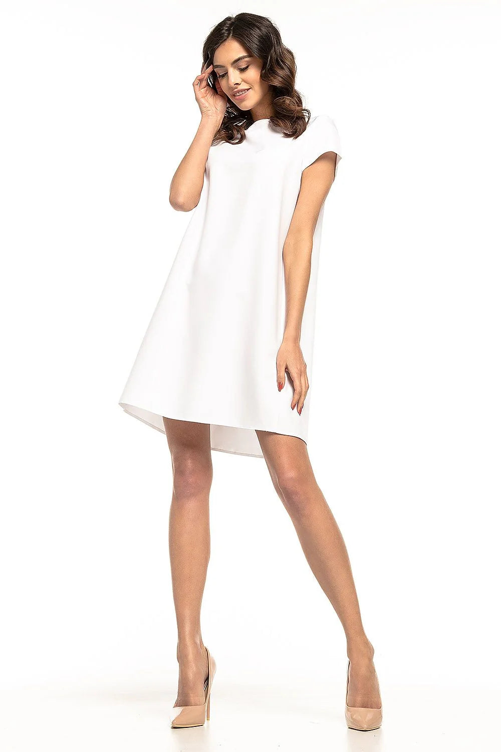 Robe grise en polyester élégante et décontractée manches courtes tendance pour femme mode actuelle
