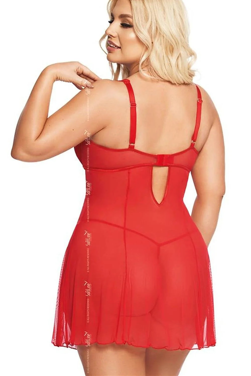 Ensemble sexy Soft Line Collection nuisette dentelle maille rouge ajustables bretelles balconnet string intime féminin