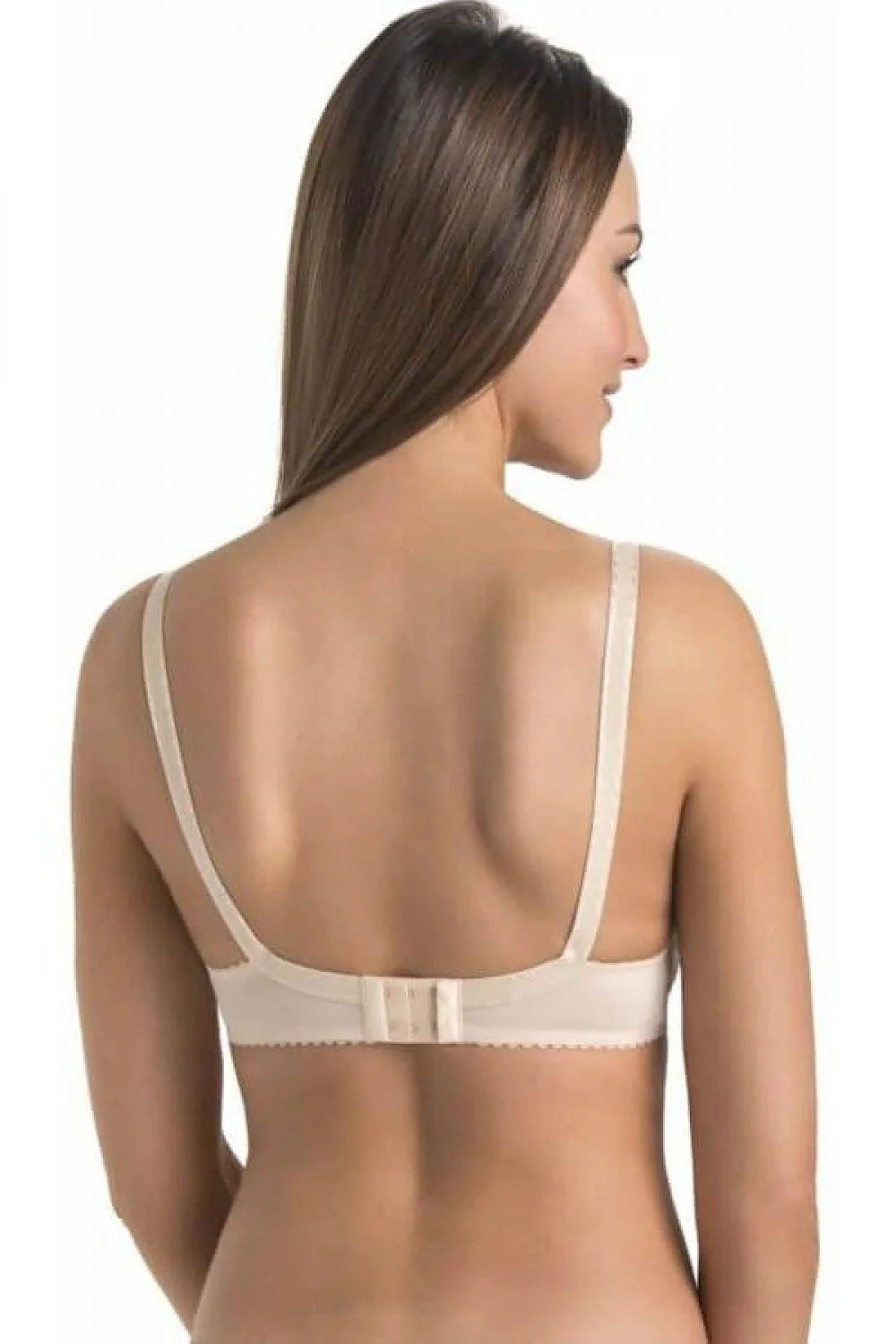 Soutien-gorge féminin élégant sans armature beige dentelle florale bonnets pleins bretelles réglables maintien optimal femmes
