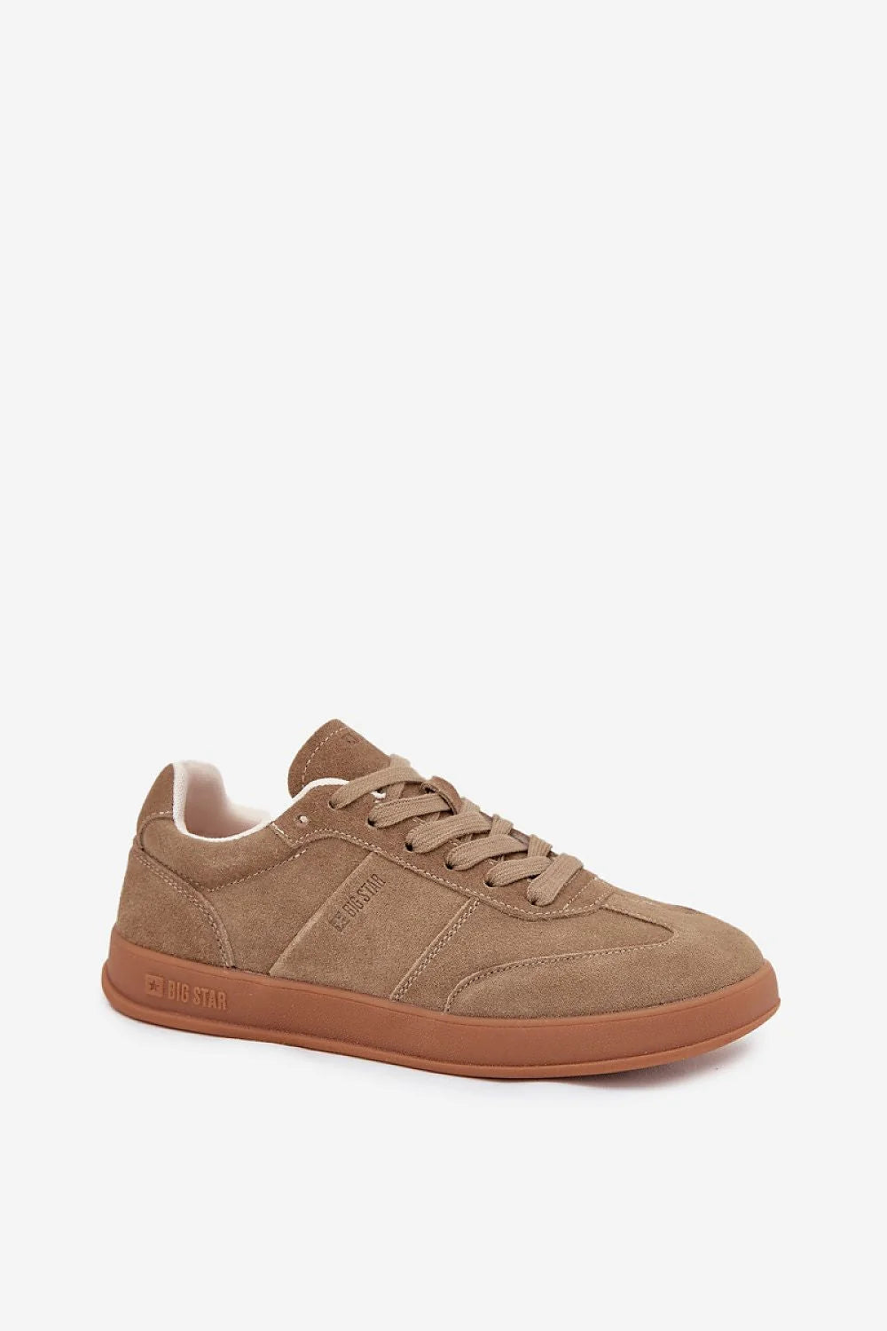 sneakers femme BigStar daim suédé taupe minimaliste semelle gomme antidérapante plateforme 2cm semelleintérieure HIPOLYSYSTEM amorti durable confortable polyvalent