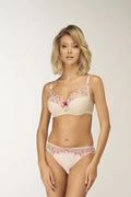 Soutien-gorge et culotte féminin set en dentelle florale tulle nude à armatures ajustables bretelles réglables matériau doux style élégant pour quotidien et occasion spéciale femme