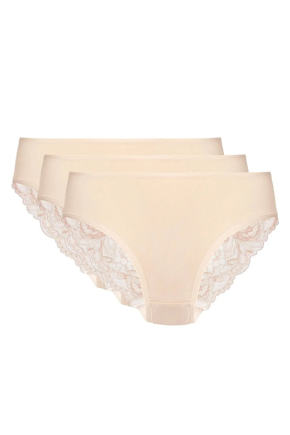 lot trois culottes femme bikini mihaute nude couvrance moyenne coton doux extensible dentelle florale taille elastique gousset oekotex certifie polonaise