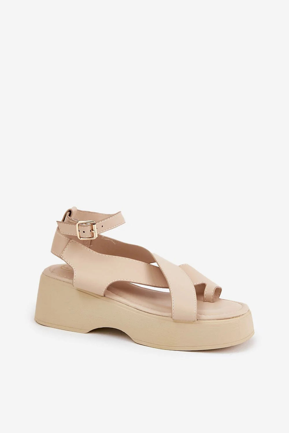 Sandales Step in style design moderne minimaliste similicuir beige clair plateforme bride ajustable femmes été printemps casual chic