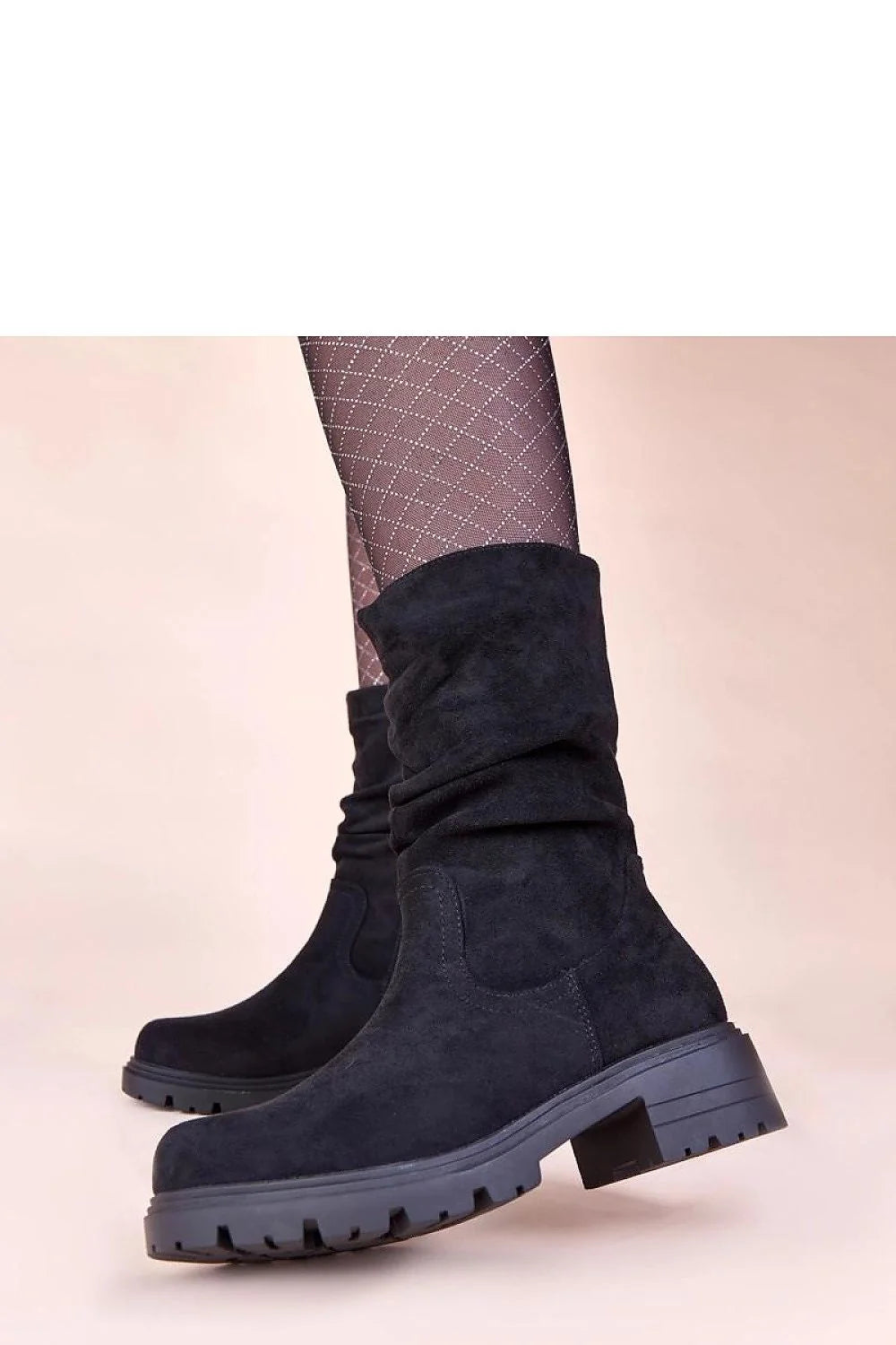 bottines noires plissées plateforme plates suédine semelle crantée antidérapante talon bloc bout rond fermeture éclair confortable durable robuste Gemre Malha