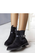 Bottes femmes design moderne élégant noir cuir suédé Chelsea élastiques sangle métallique confort semi-formel quotidien