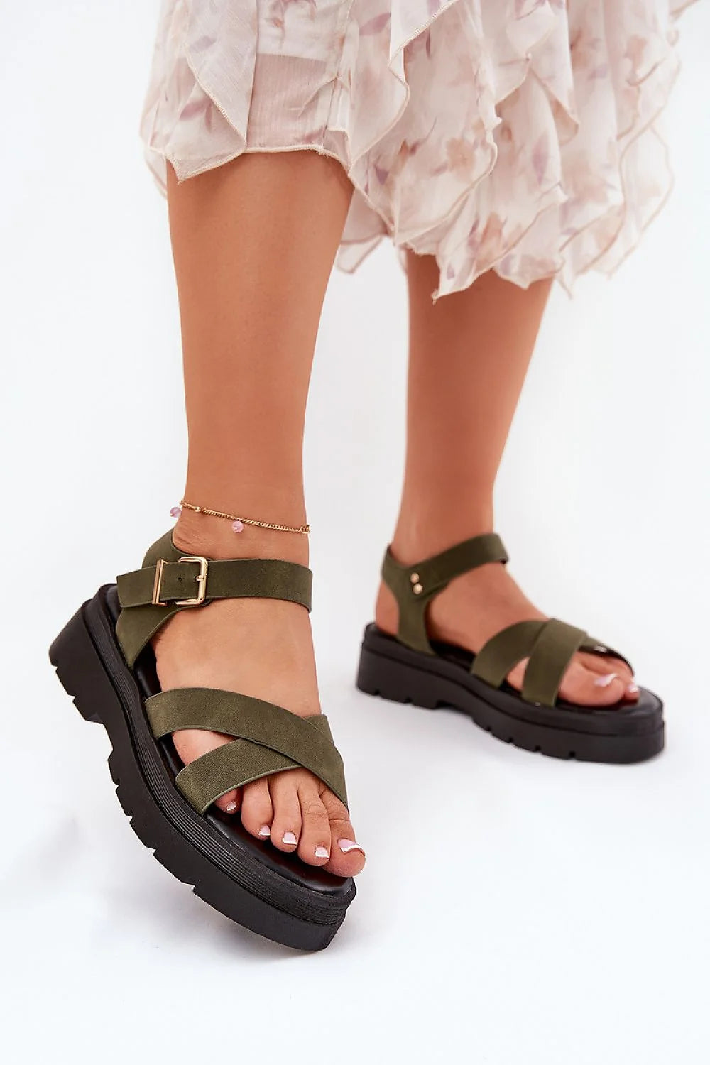 Sandales plates-formes élégantes pour femmes en similicuir style décontracté-chic