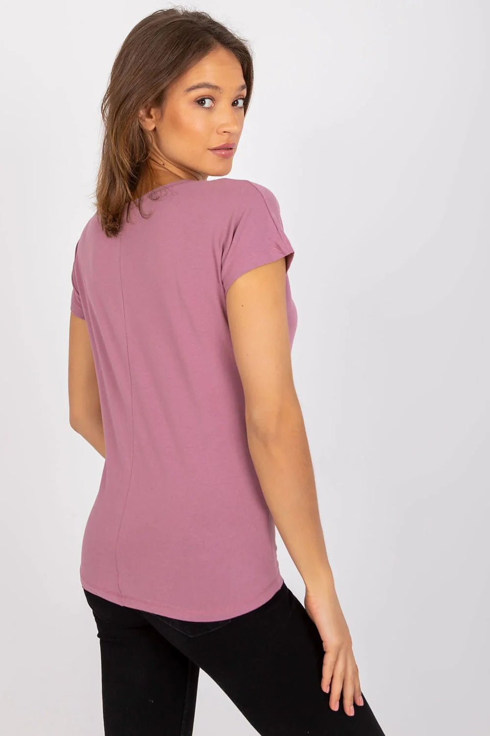 T-shirt femme loose manches courtes col V couleur verte vif coton elastane taille ajustable S M L XL XS