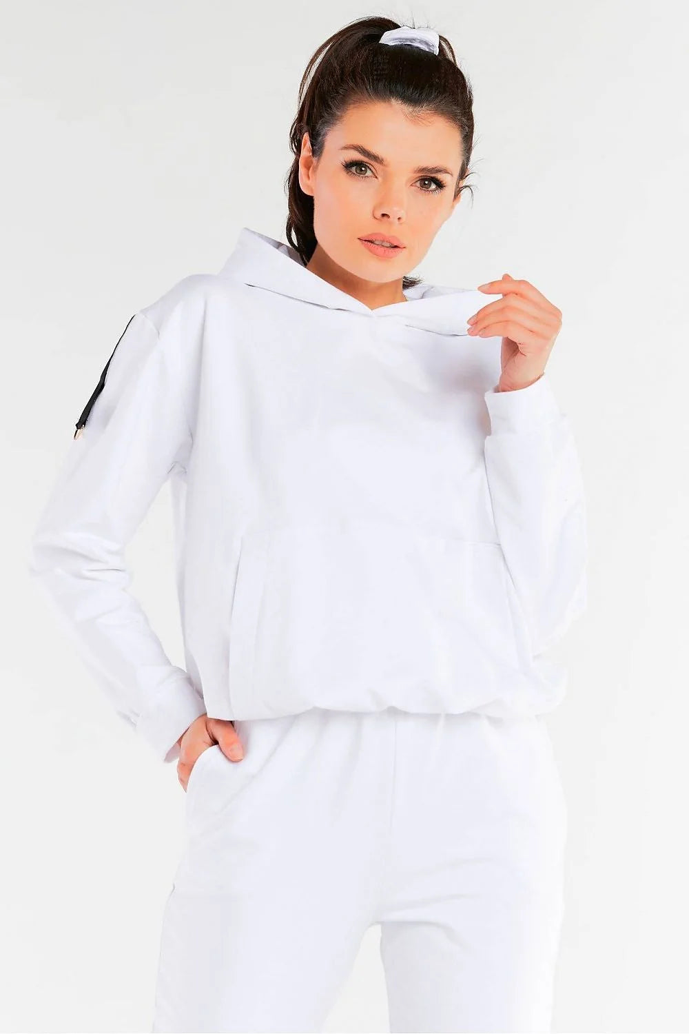 Ensemble de Sport Coton Décontracté Moderne Confortable Bleu Turquoise Capuche Poches Femmes Mode Pantalon