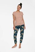 Ensemble pyjama Henderson Hilly femme 3 pièces motif floral rose pâle vert foncé coton respirant