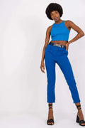 Pantalon femme Italy Moda taille haute ceinture élastique motif uni polyester élasthanne taille ajustable style moderne occasion soirée travail