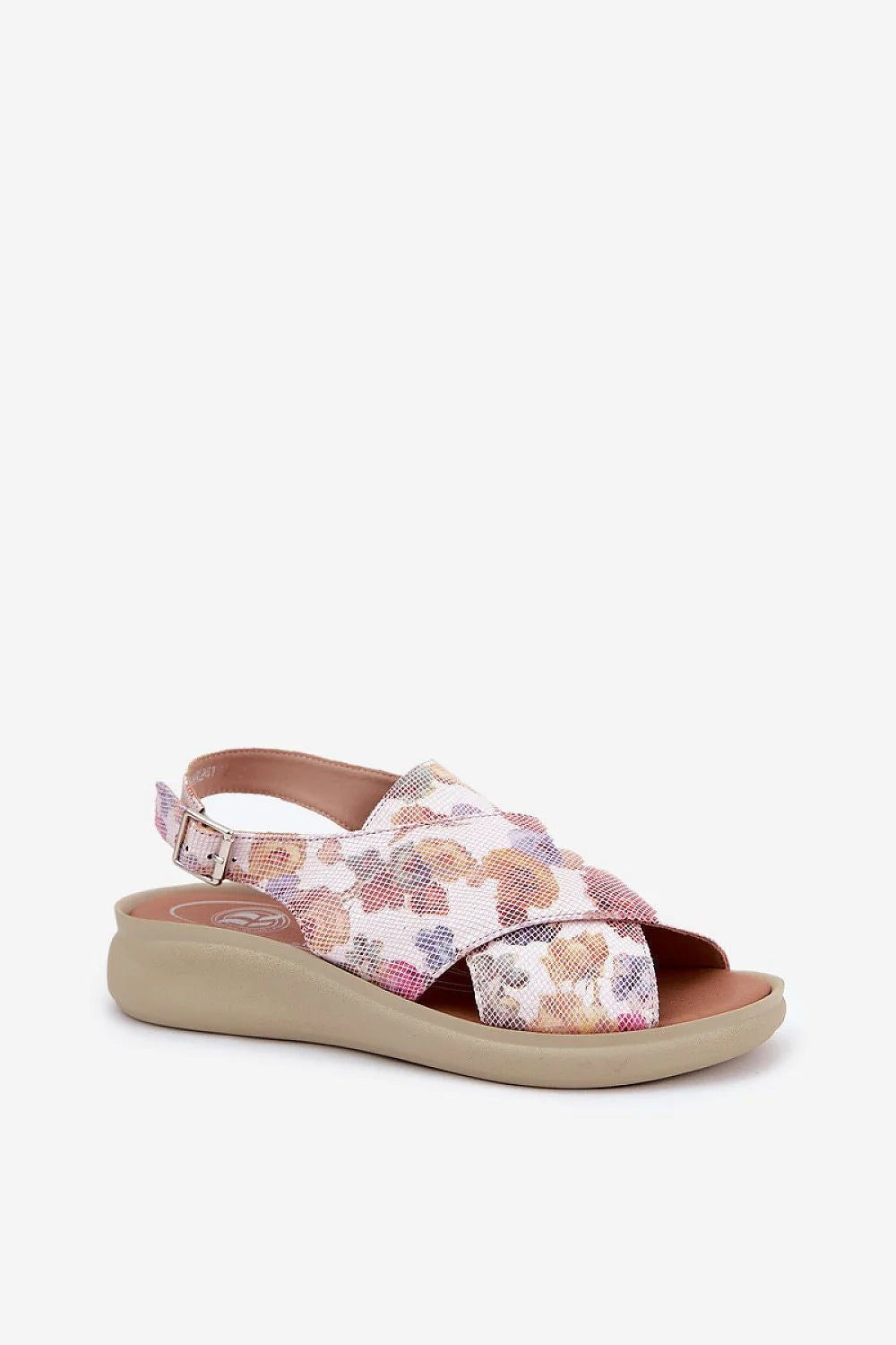 Sandales pour femmes design moderne élégant tige croisée motif floral pastel cuir artificiel semelle compensée 4 cm confort style été occasions