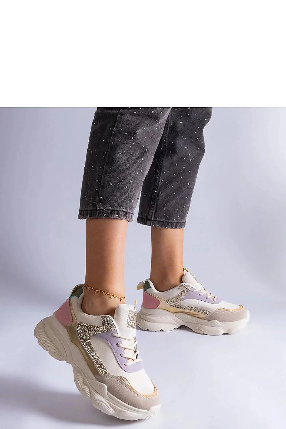 Baskets en cuir moderne tendance pailletées semelle épaisse confort quotidien look sportif élégant casual