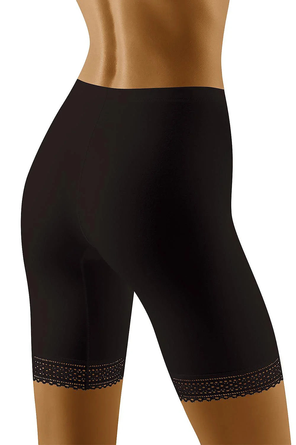 Shorty gainant en microfibre noir moderne pour silhouette sculptée avec dentelle élégante et confort quotidien