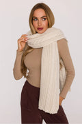 écharpe longue oversize grosse maille torsadée écru ivoire tricot épais doux large chaud côtelée cosy superposer manteau pull