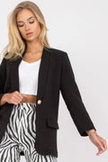 Blazer femme Italy Moda noir classique élégant coupe droite boutons dorés crop top blanc pantalon rayures zébrées高 waist denim