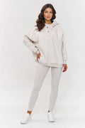 Ensemble décontracté femme Makadamia 3 en 1 tunique capuche legging beige coton jersey confort moderne style casual
